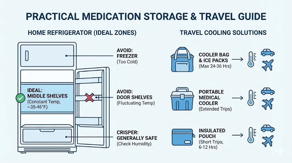 Best refrigerator placement and travel cooling solutions for tirzepatide storage