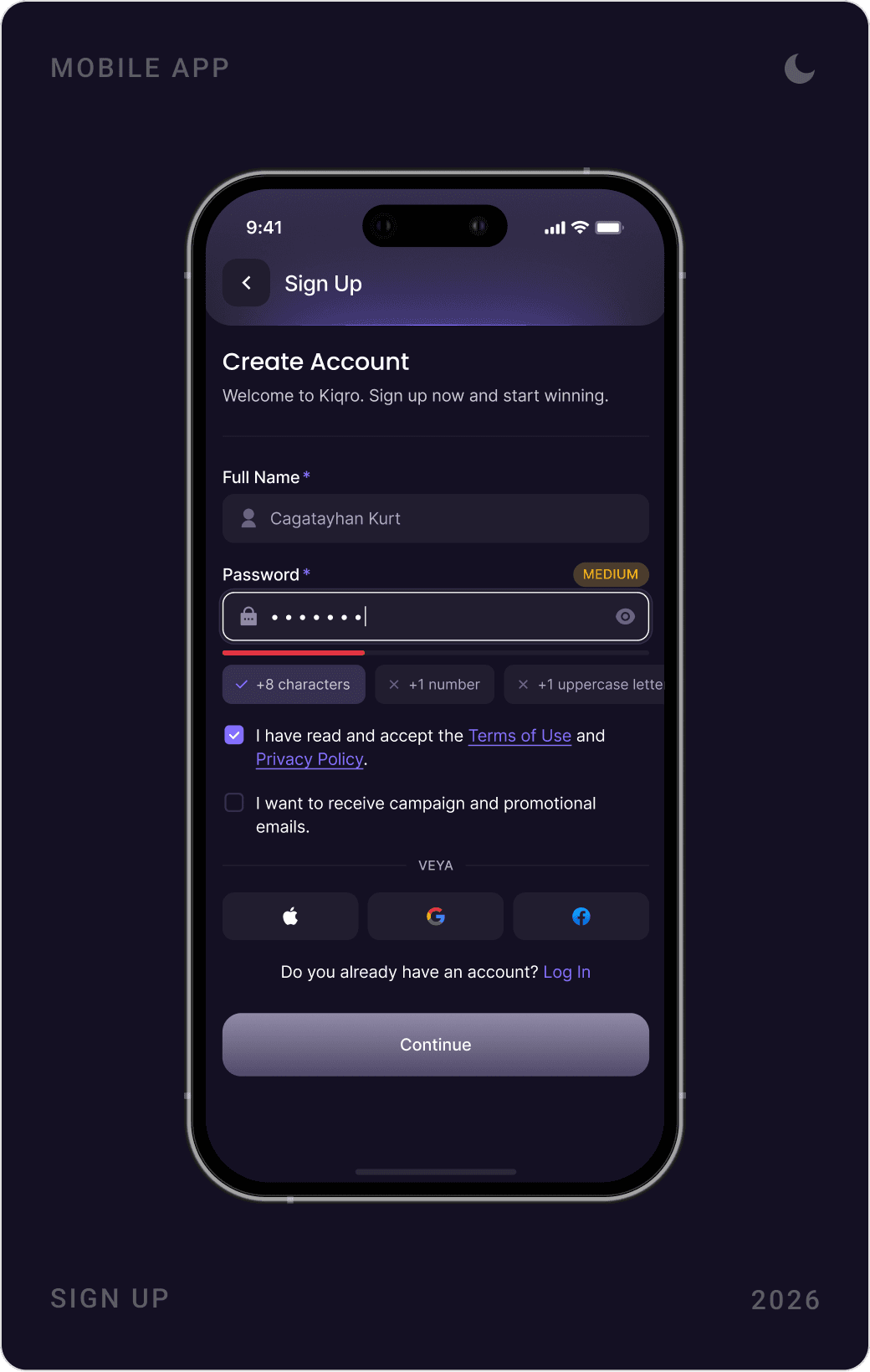 Modern Mobile App Sign Up Form Design