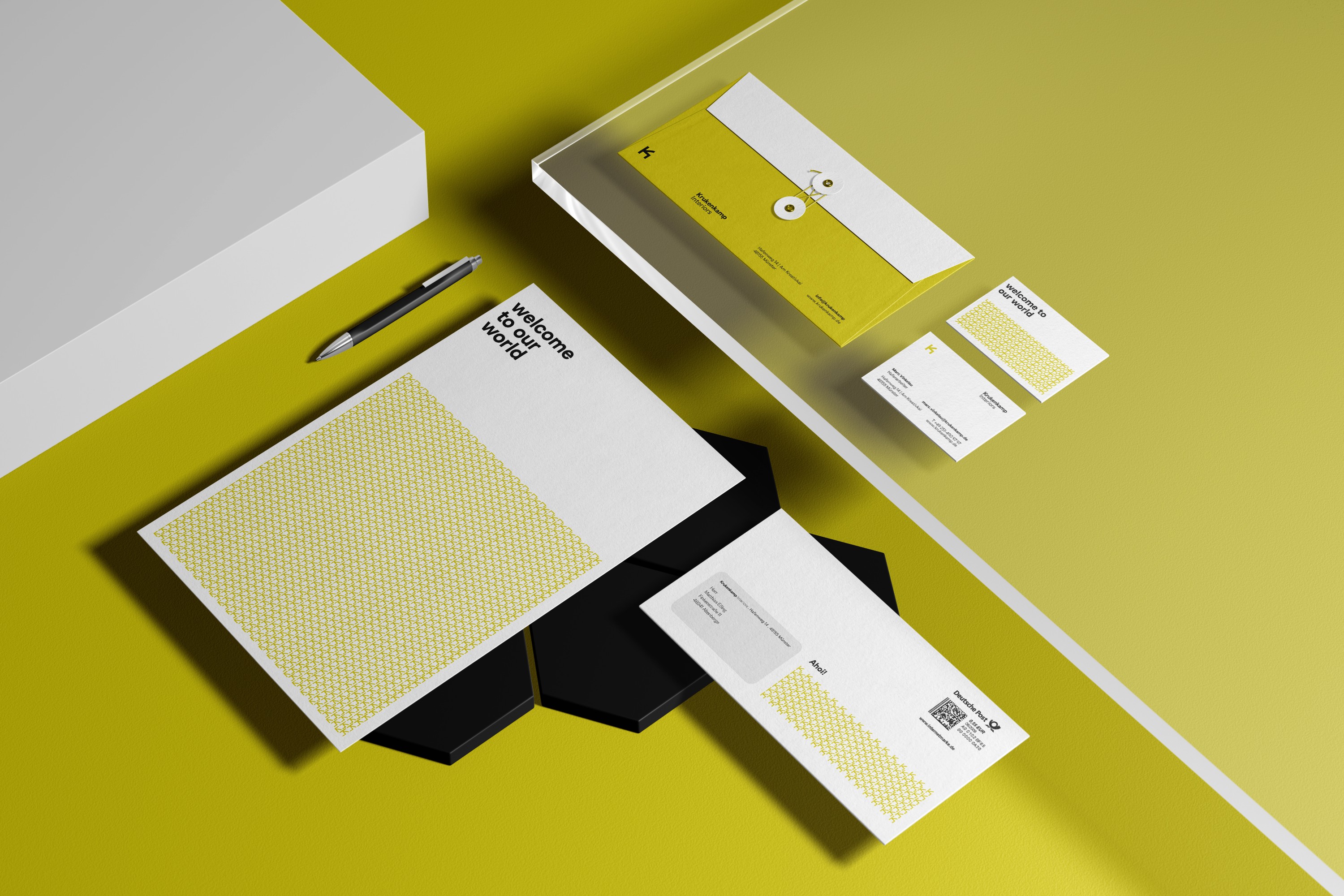 Corporate Design Poster für Krukenkamp – mutige Farbgebung in Gelb