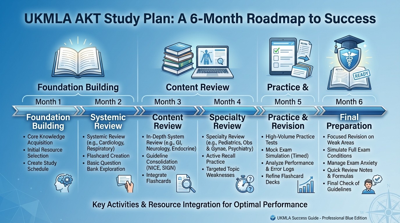 6-month UKMLA AKT study plan timeline