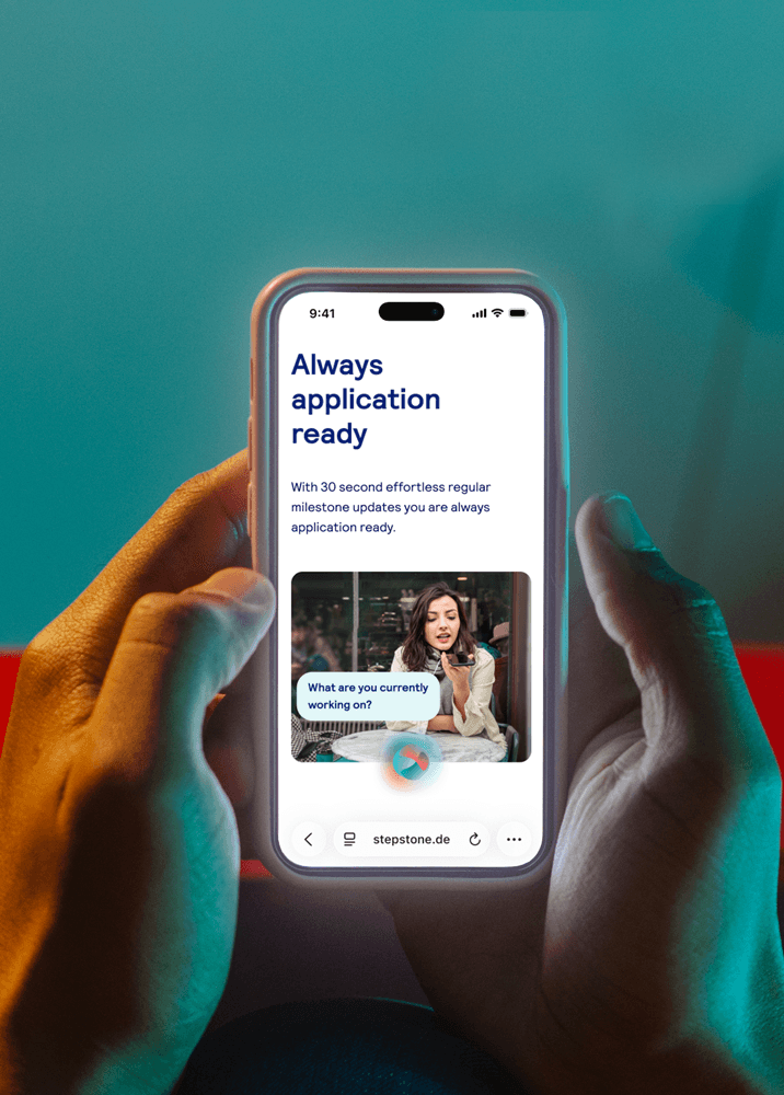 A woman speaking to her phone - the phone says always application ready