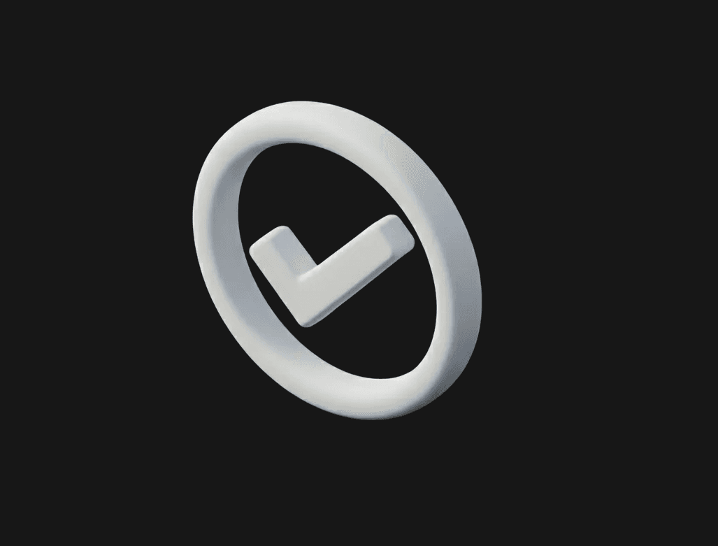 An isometric 3D illustration of a checkmark icon