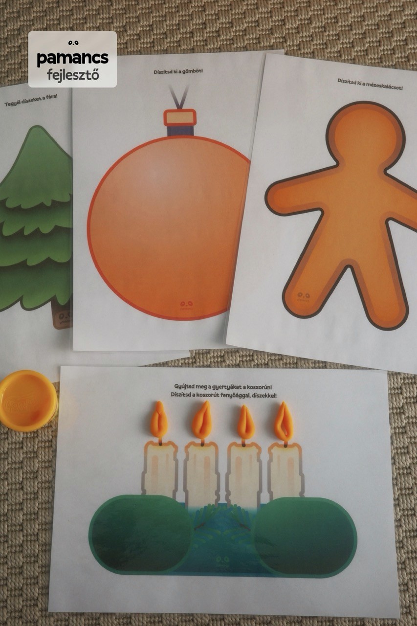 Karácsonyi, adventi gyurmalapok óvodásoknak