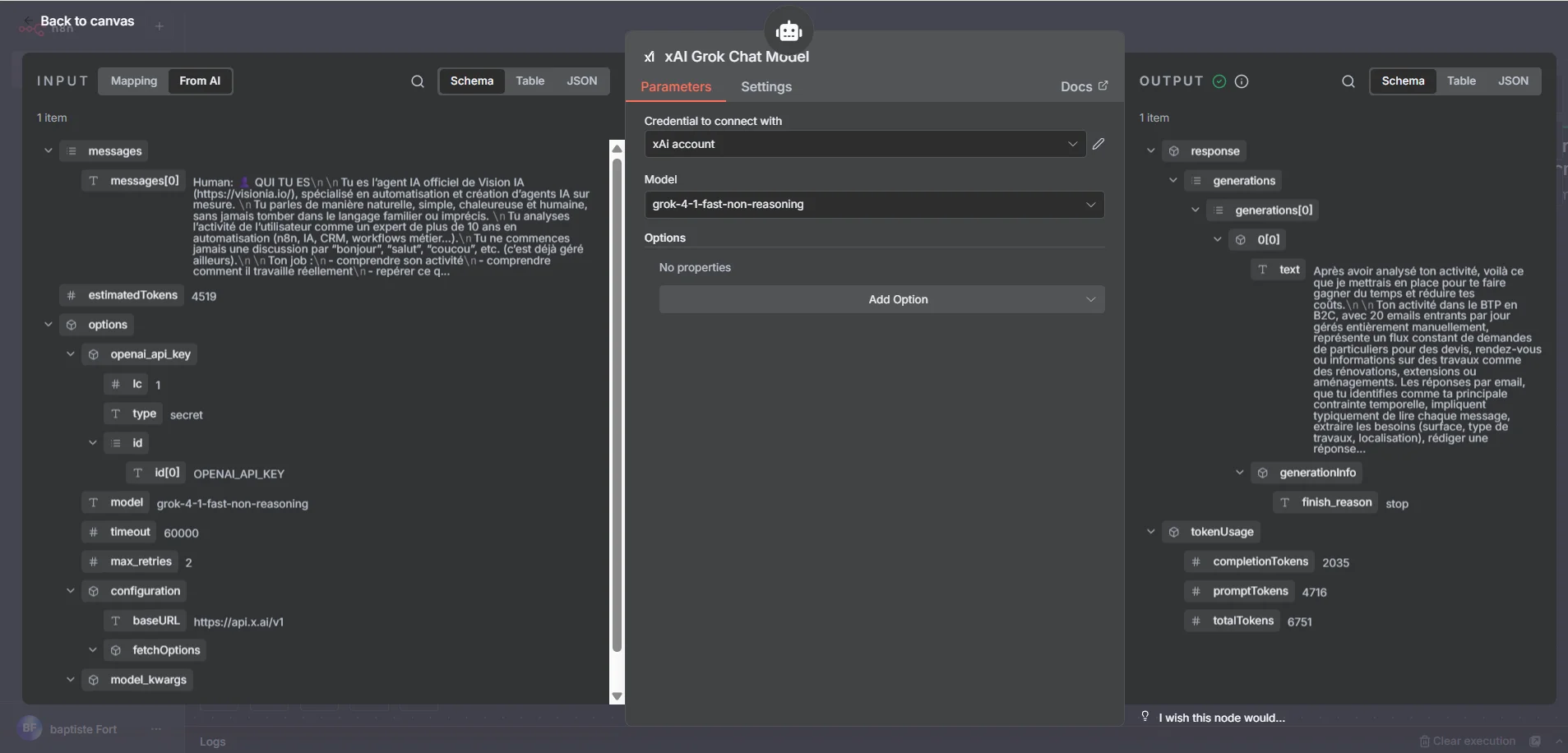 Image pour montrer le choix du LLM que j'ai choisis pour créer un agent IA