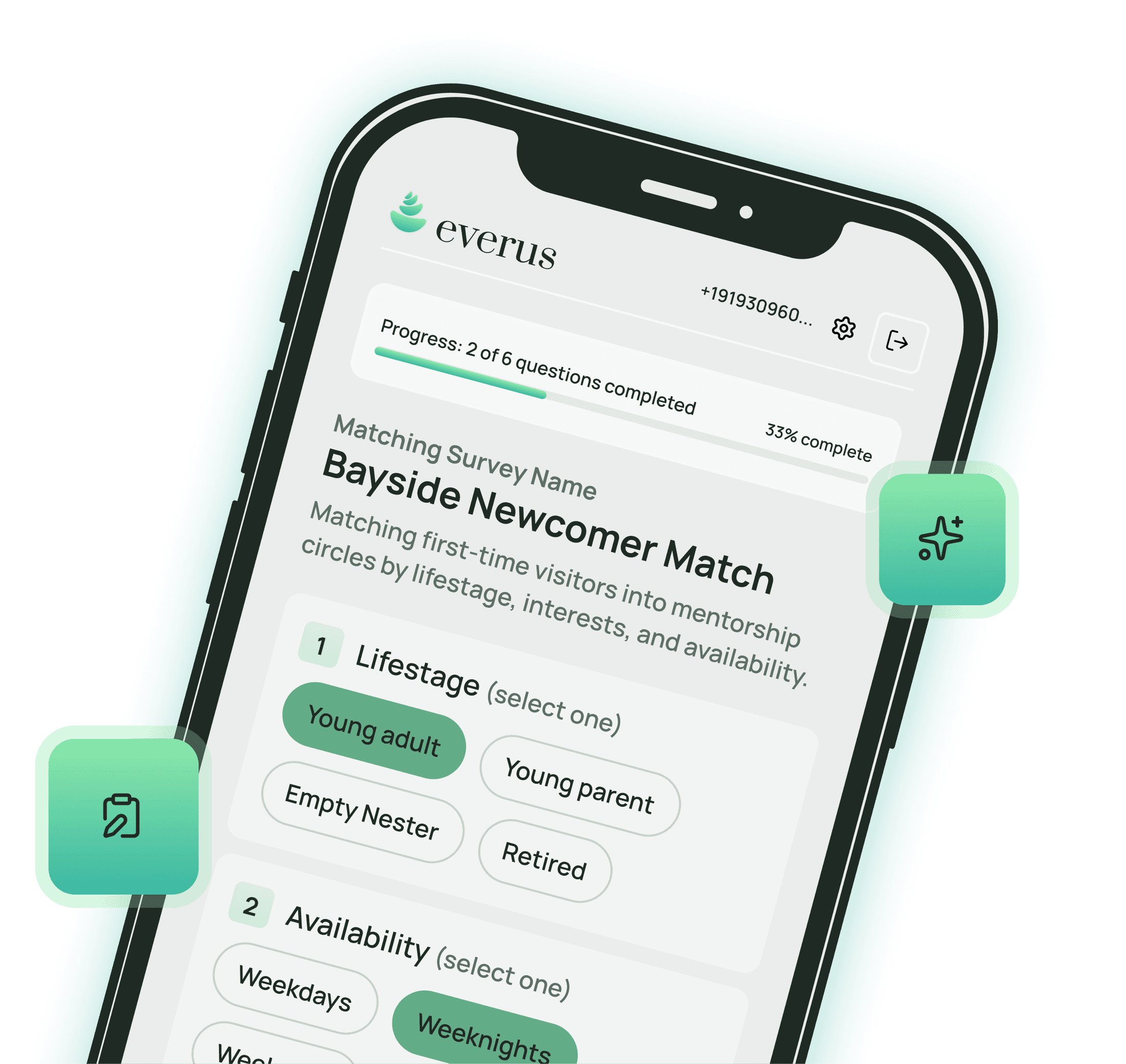 Everus survey displayed on phone