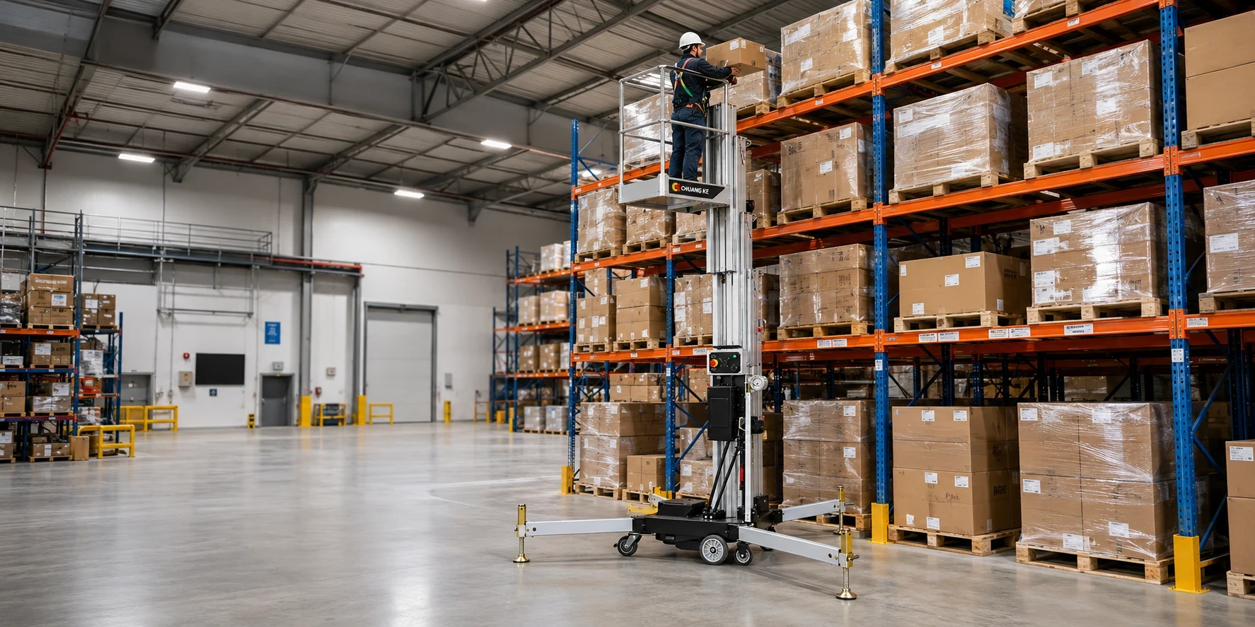 WIZPLUS Single Mast Lift Platform Warehouse Access