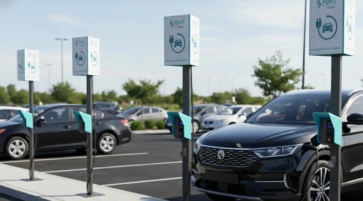 varios carregadores wallbox em um estacionamento