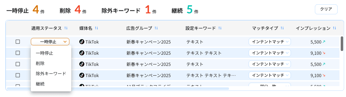 キーワードの変更提案