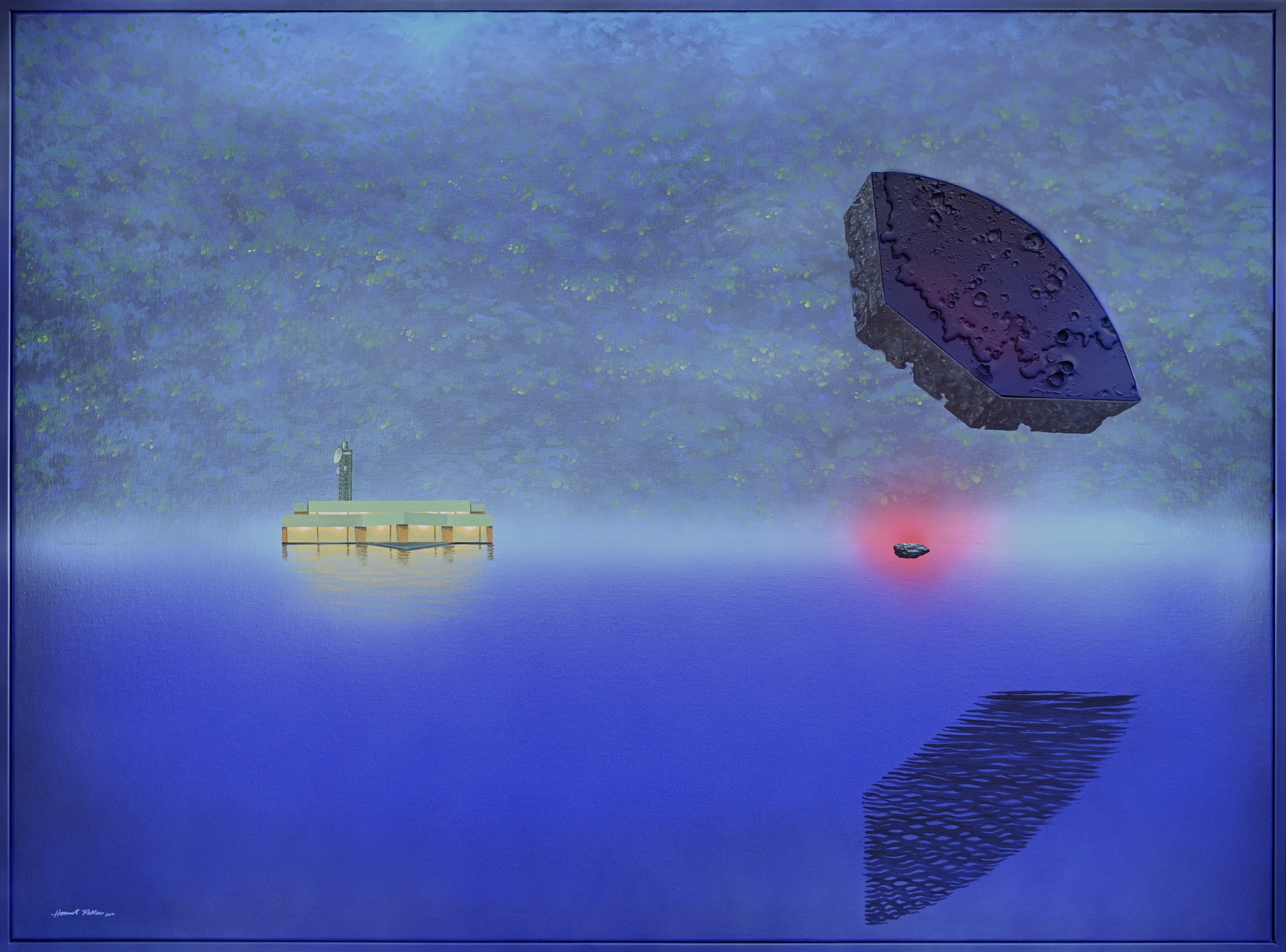 herd of sheep on road painting