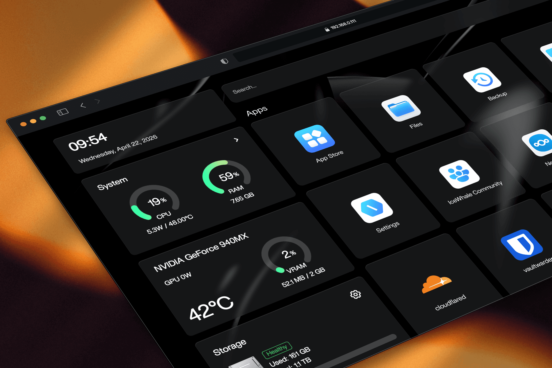 ZimaOS home server dashboard — Self-hosted productivity system by Moshiur Hridoy