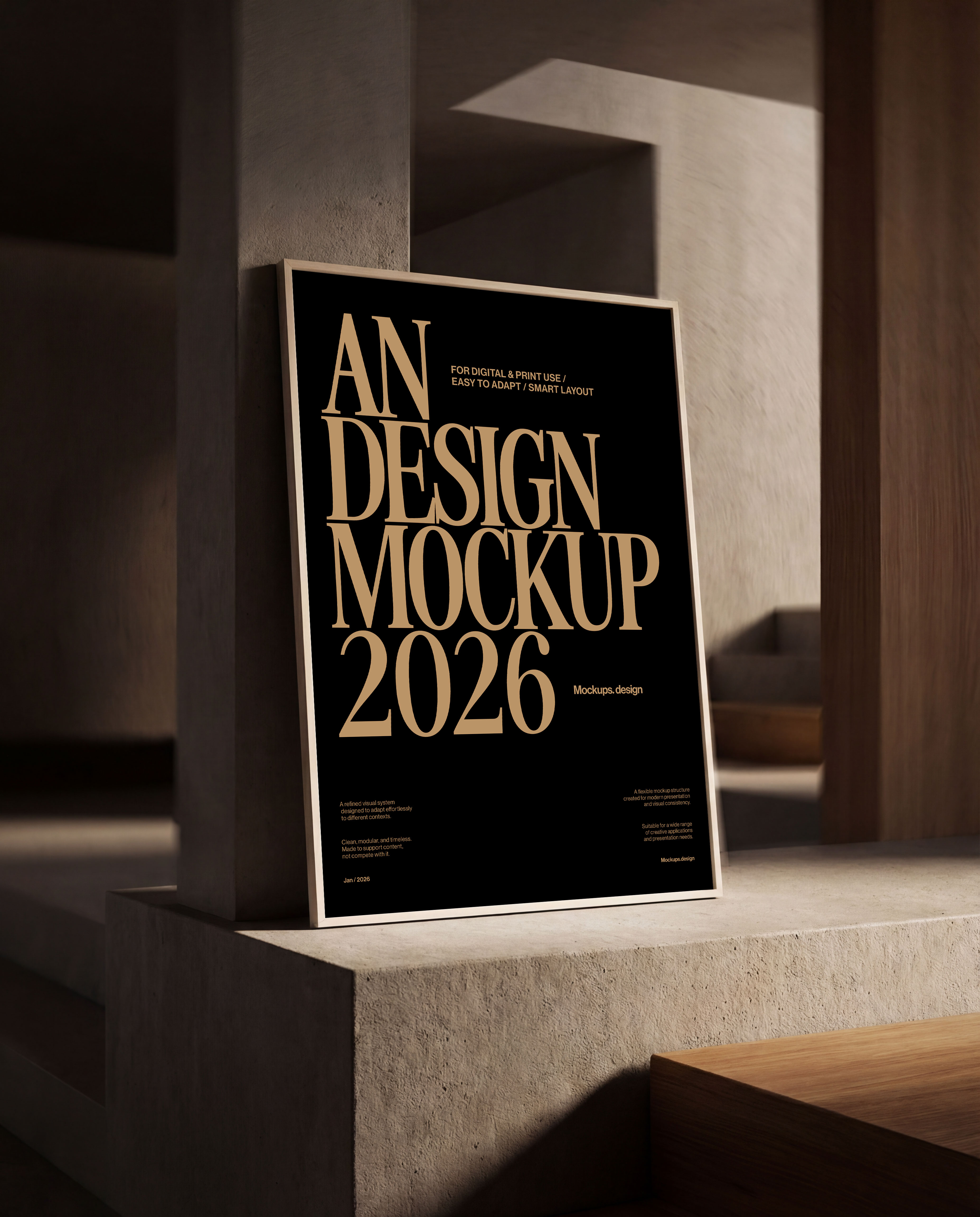 Poster mockup in office setting, professional presentation