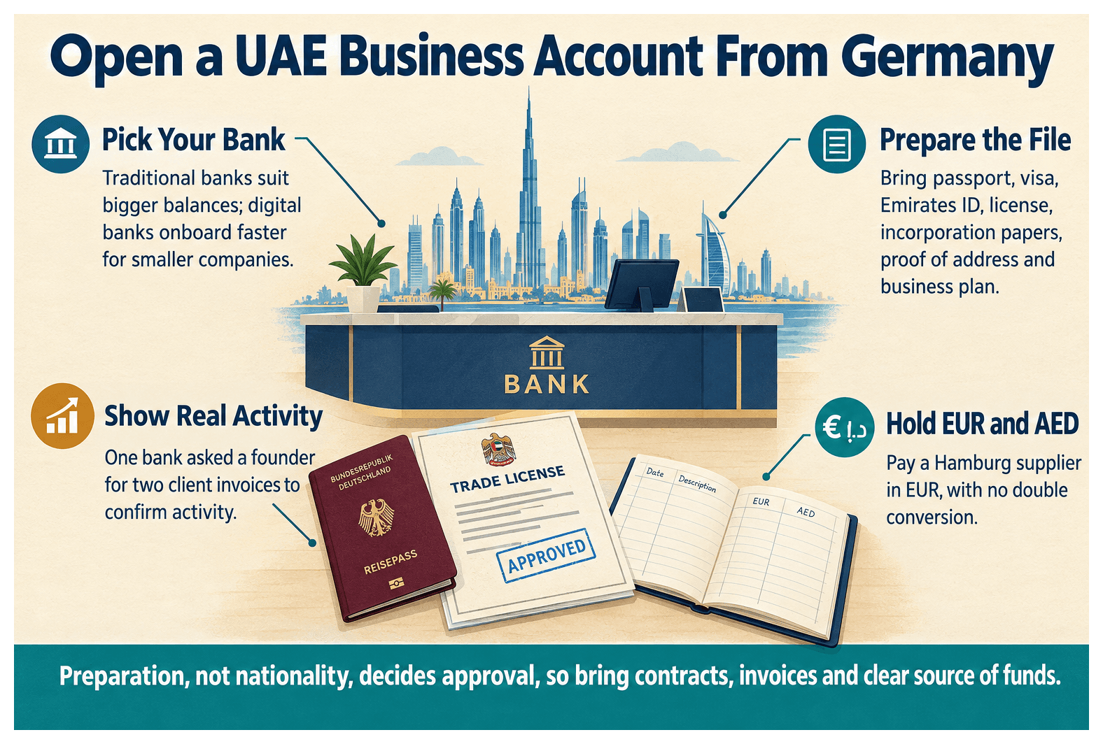 Infographic: How German Founders Can Open a UAE Corporate Bank Account