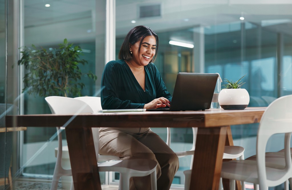 Founder working at desk