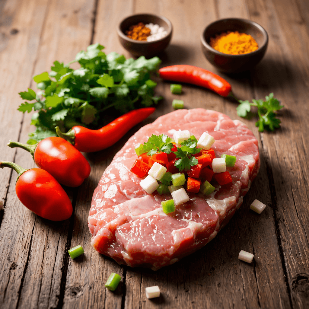 product photography of dish of raw meat topped with vegetables