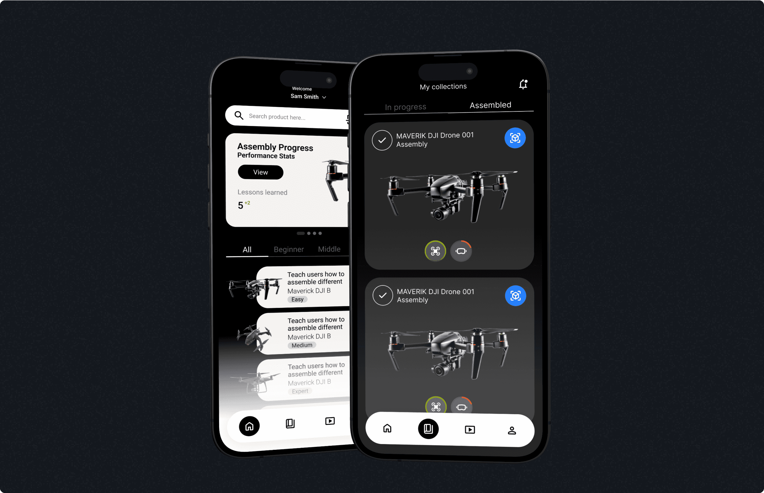 Homescreen with open bottom drawer