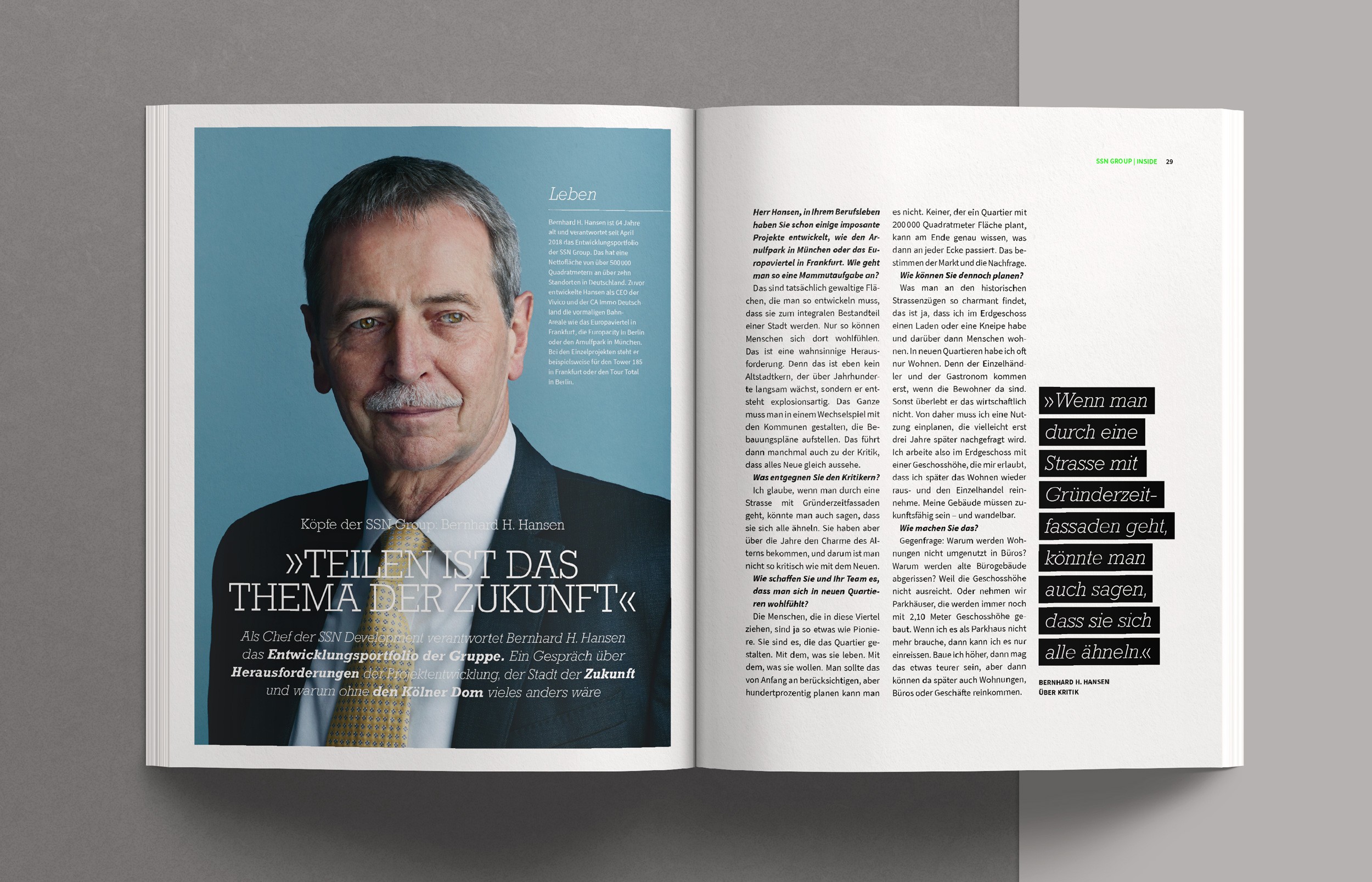 Editorial Design für das Magazin INSIDE – präzise Raster, klare Bildsprache und typografische Balance