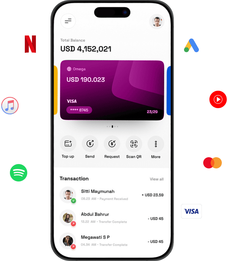 The Beonn mobile app home screen with subscription products like Nexflix, spotify, etc