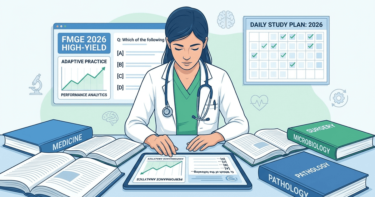 Cover: FMGE High Yield Topics 2026: Turn High-Yield Subjects Into Daily Adaptive Practice