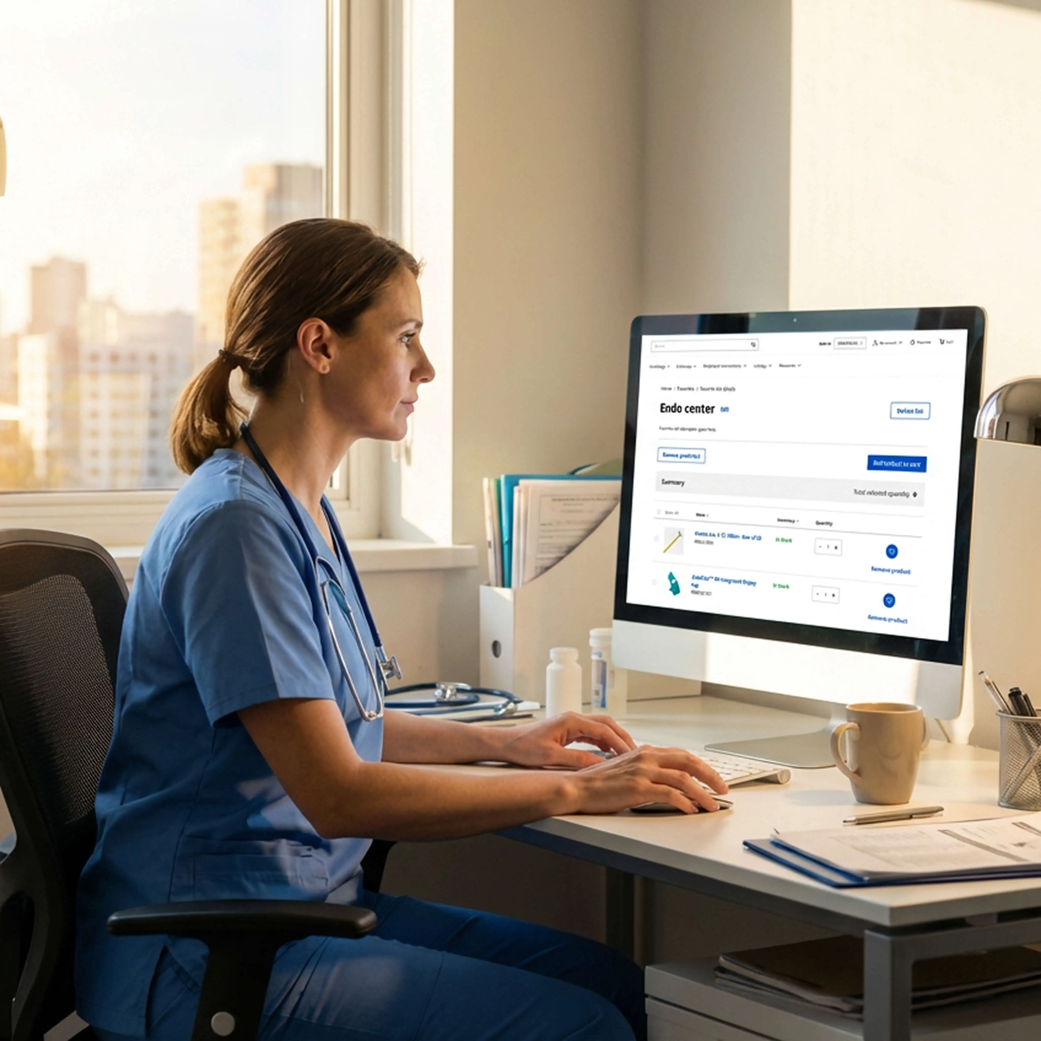 Three screens showing the responsive design of the Favorites list on an iMac, iPad, and iPhone.