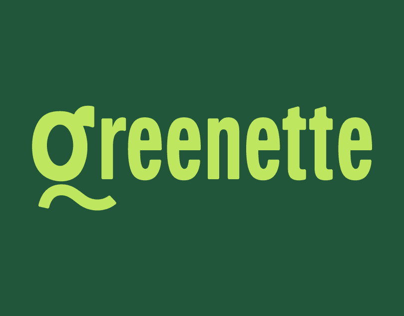 Greenette Logo Behind a green background.