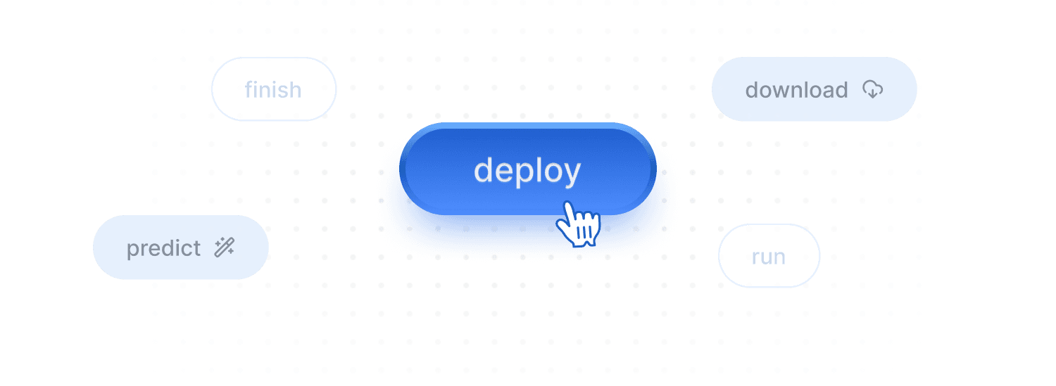 Software interface with deploy button highlighted and cursor pointing at it