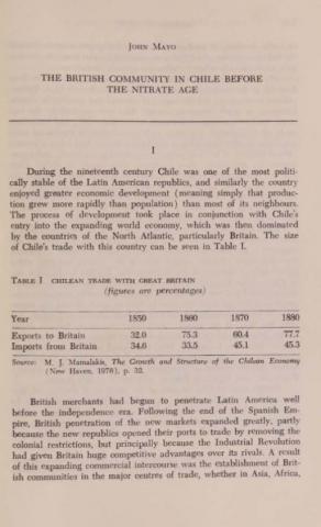 The British Community in Chile before the Nitrate Age