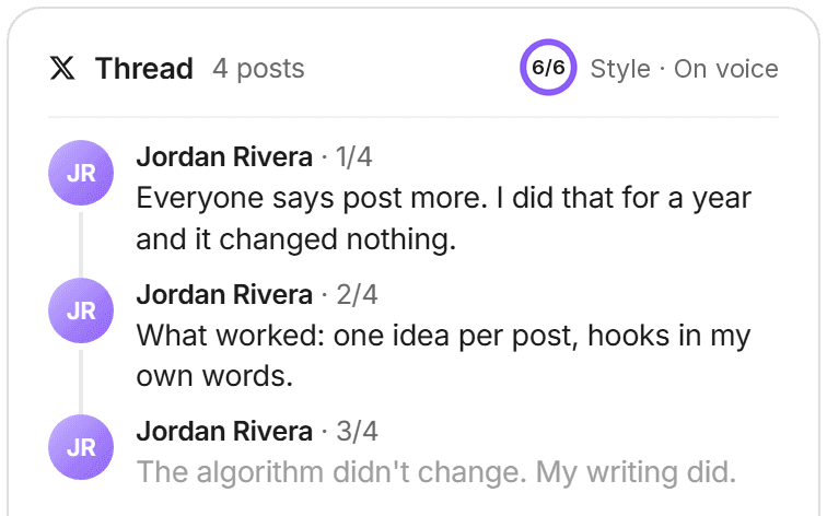 A Twitter/X thread drafted in the writer's voice