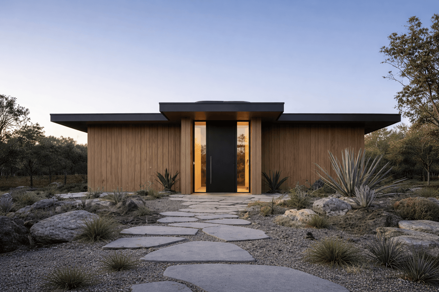 outside view of Modern house in the woodlands area