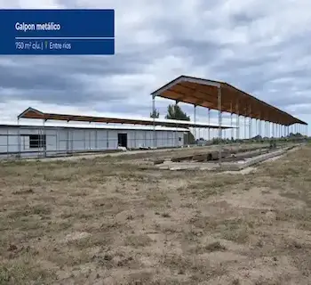 Galpón metálico industrial con estructura de acero y cerramiento de chapa instalado en Santa Fe.