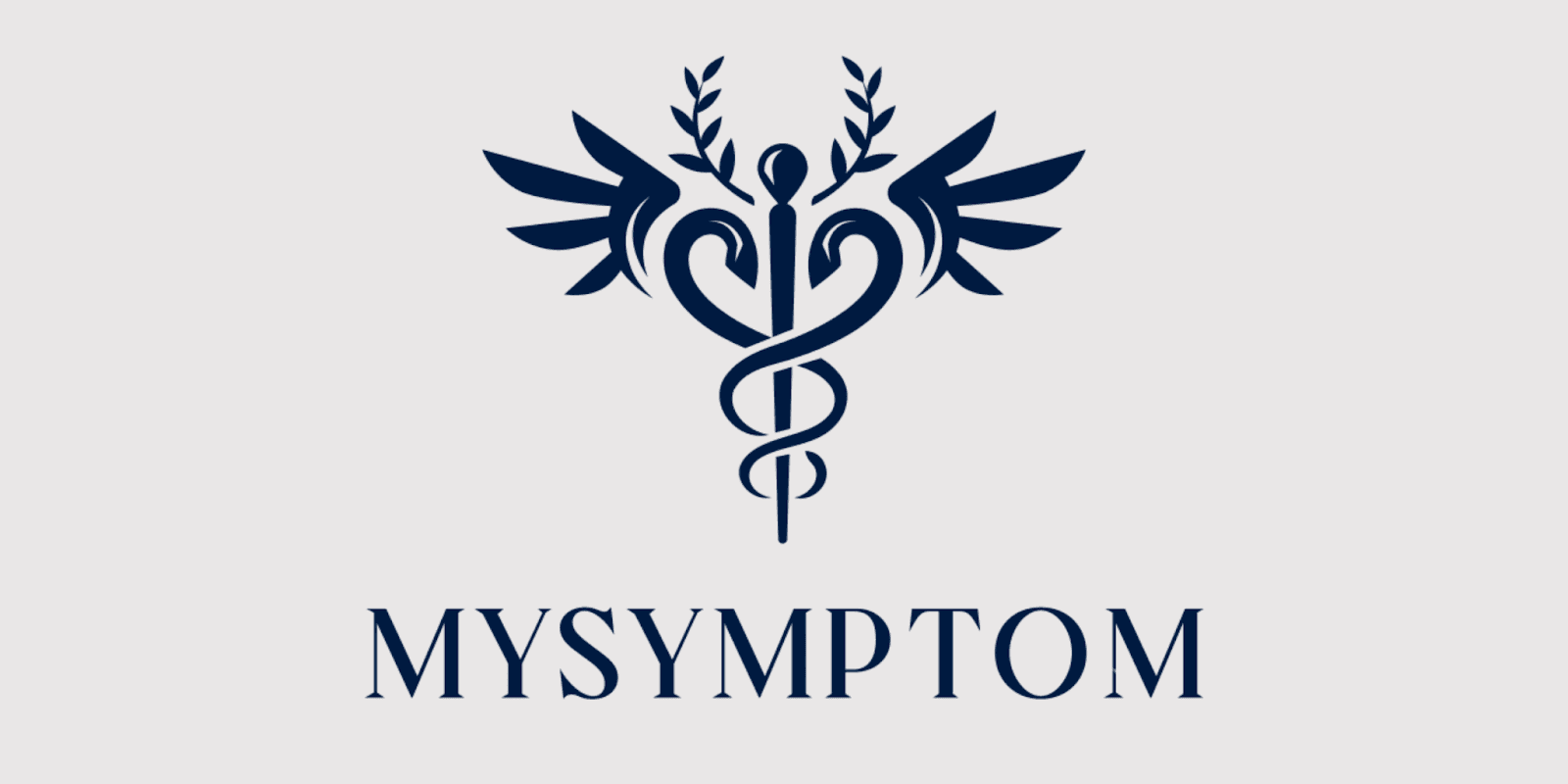 Logo of MySymptom.AI featuring a medical caduceus symbol with wings and laurel branches.