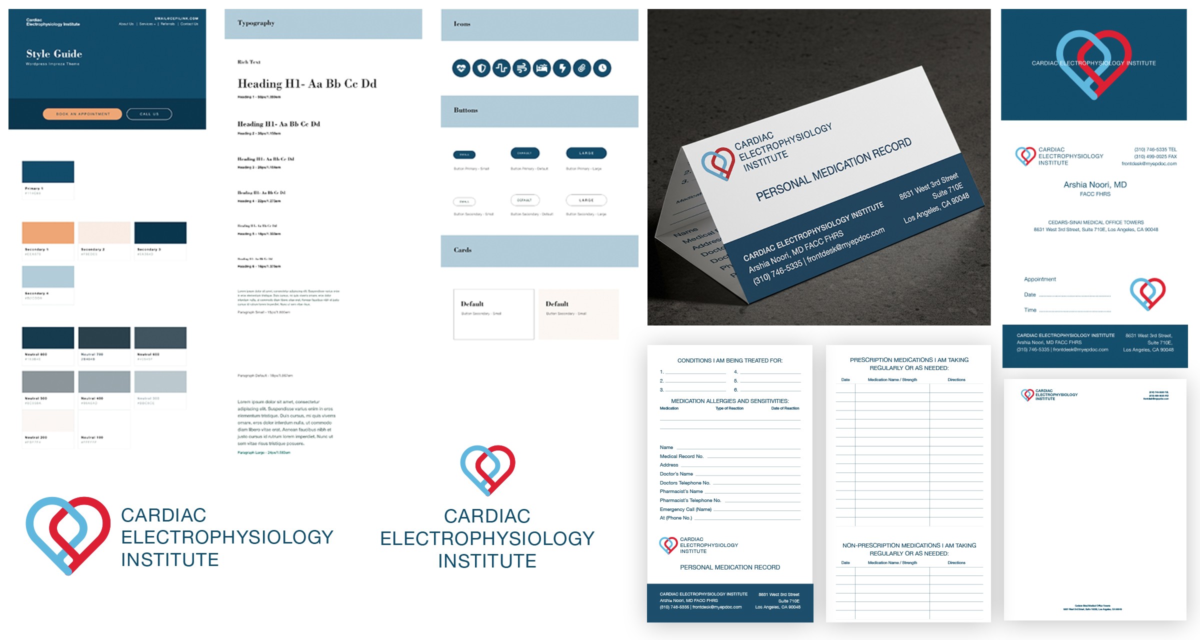 Brand identity colors and design system for Cardiac Electrophysiology Institute by Studio Odyssey Los Angeles