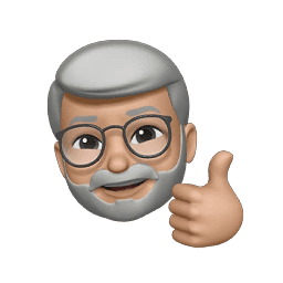 Männlicher Bitmoji mit grauen Haaren und Daumen hoch.