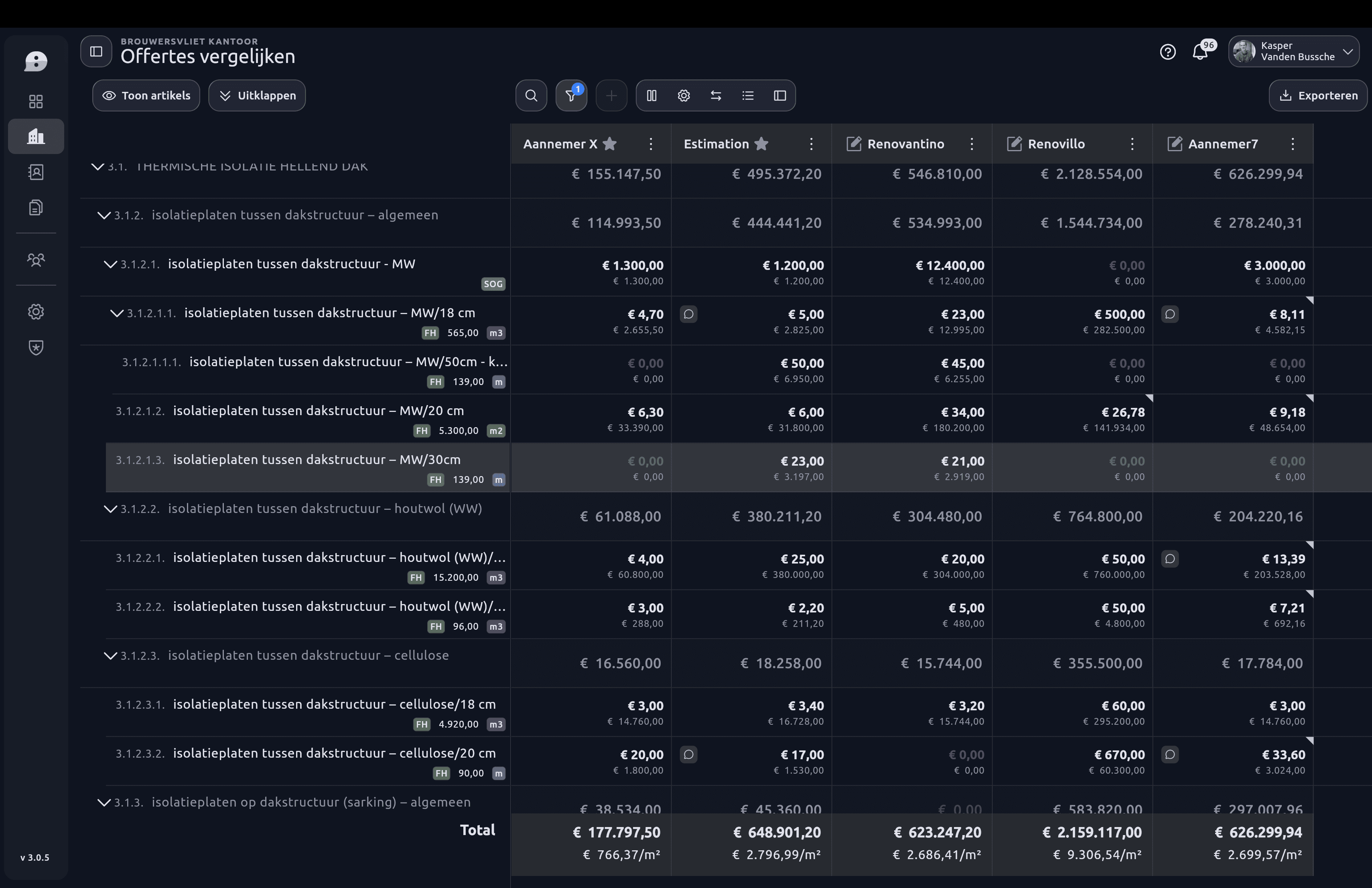 Compare Offers with several offers side by side