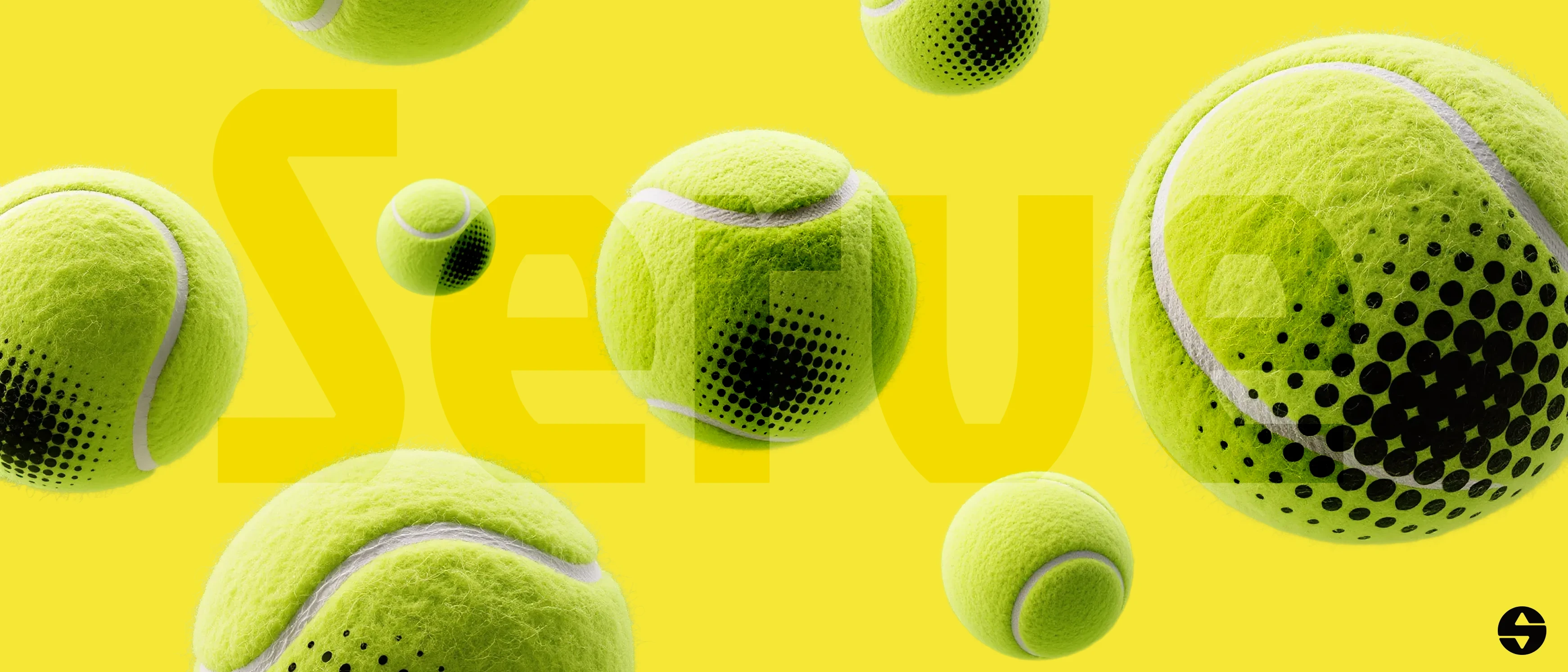 Serve tennis brand graphic with tennis balls
