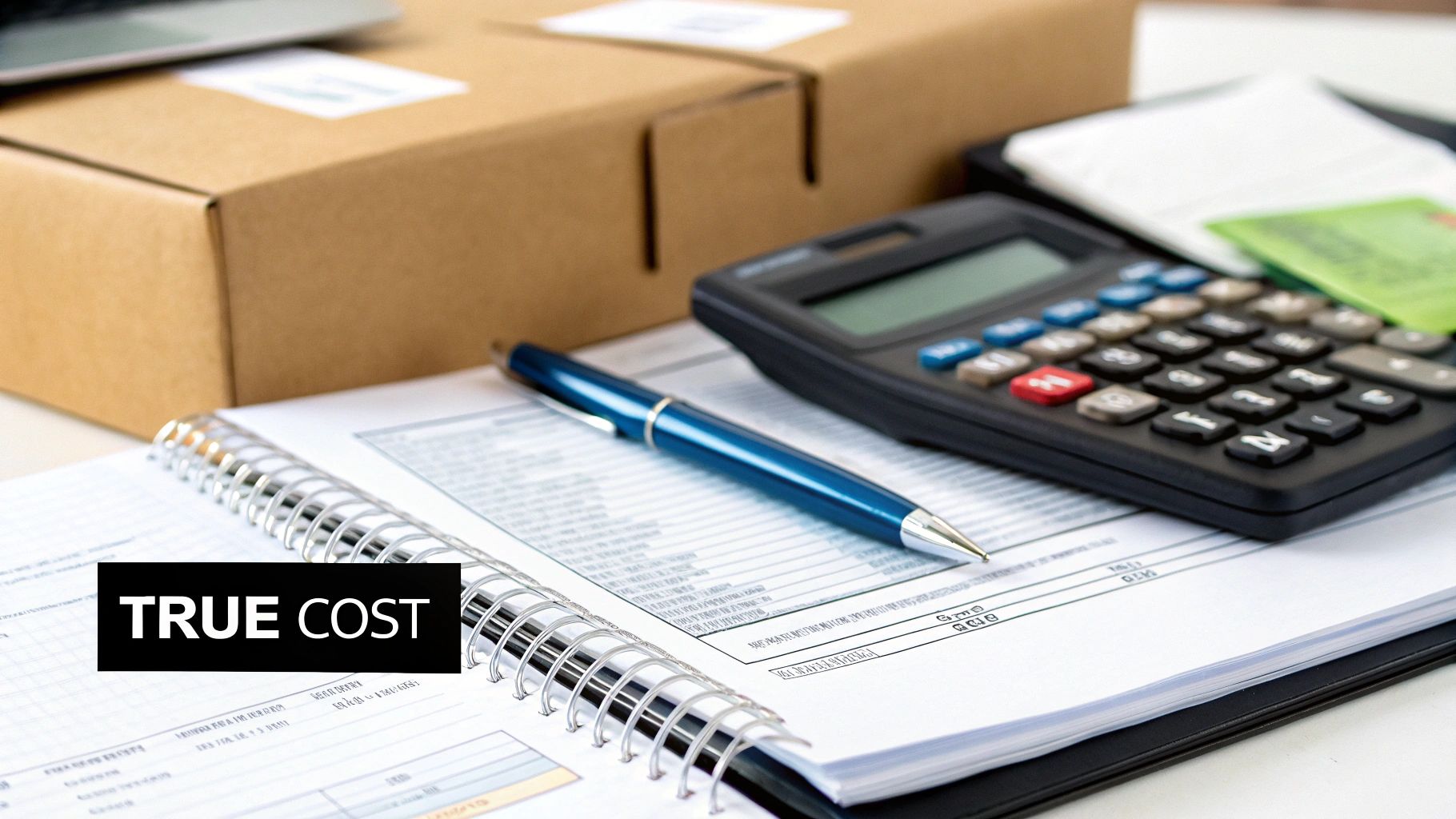 Detailed breakdown of shipping costs shown on a calculator