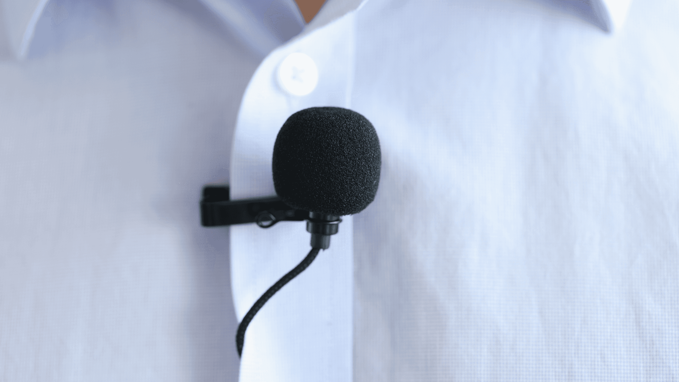 Microphone clipped onto shirt