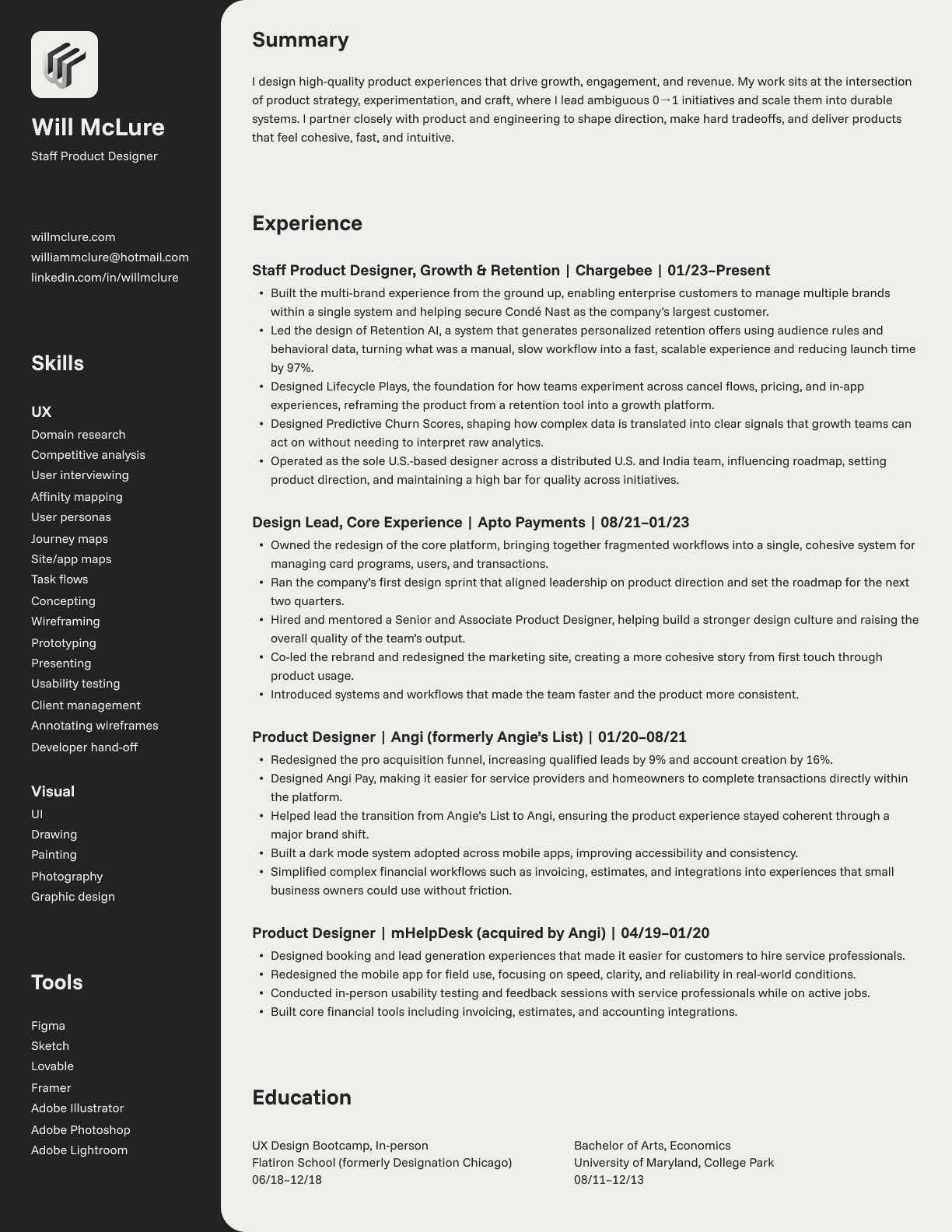 Resume for Will McLure