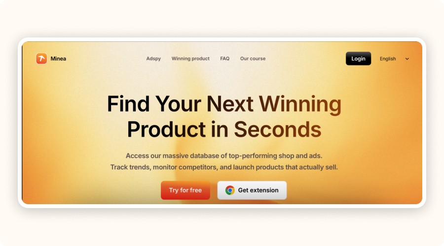 Minea homepage