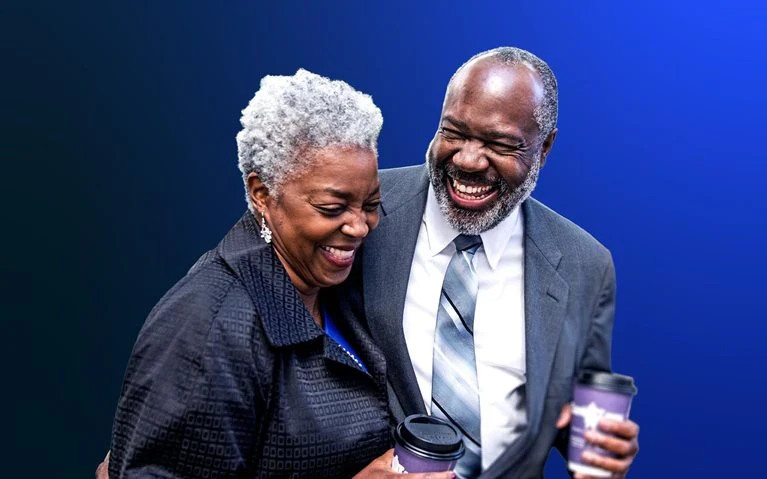 Man and woman discussing project