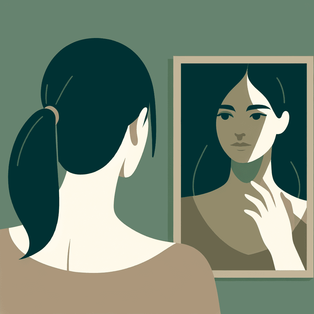 A woman looking in the mirror