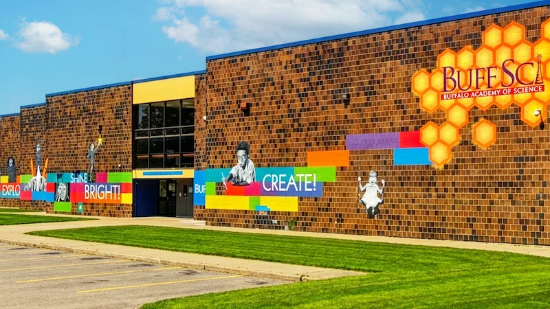 Exterior of Buffalo Academy of Science Elementary School at 89 Clare St.