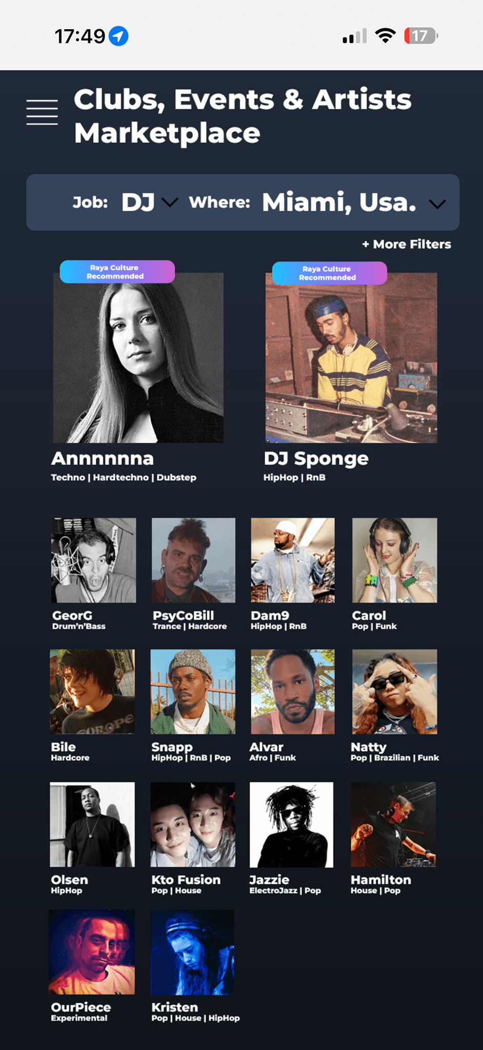 Clubs, Events & Artists