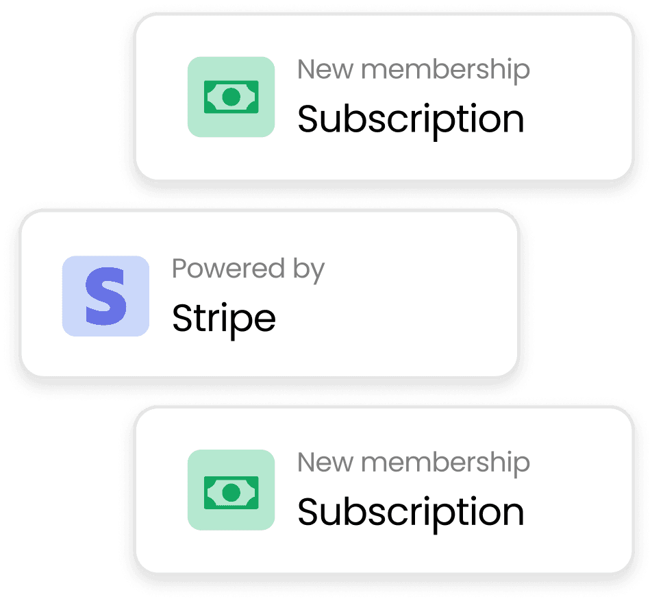 Stripe-powered membership subscription UI blocks styled for Thenty in Framer