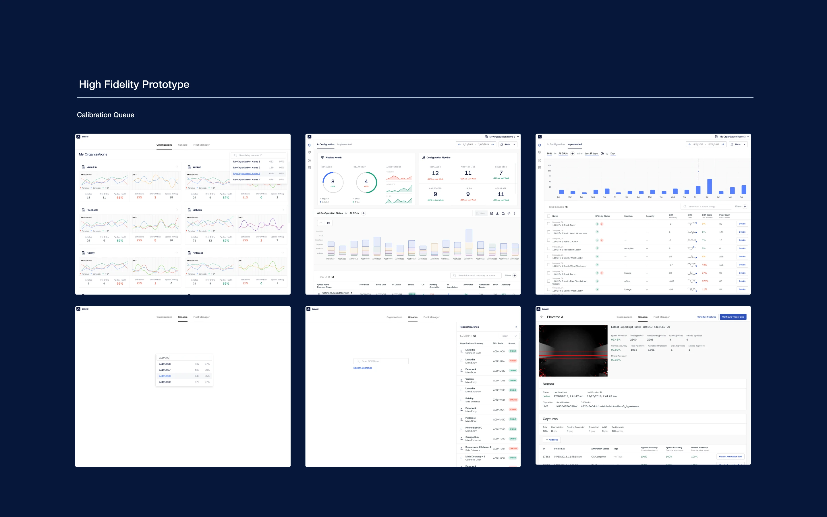 Screenshots of wireframes for Density Sensei project 