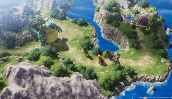 Exploration d’îles et de paysages verdoyants dans Dragon Quest VII Reimagined sur PC Steam, aventure épique et monde coloré d’un JRPG culte disponible sur KeyVerse Gaming.