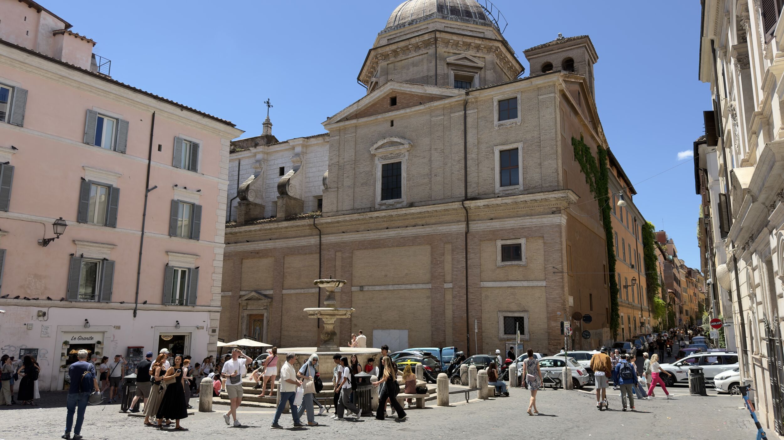 Arrival at Piazza della Madonna dei Monti at the end of Via dei Serpenti, Rione Monti, Rome