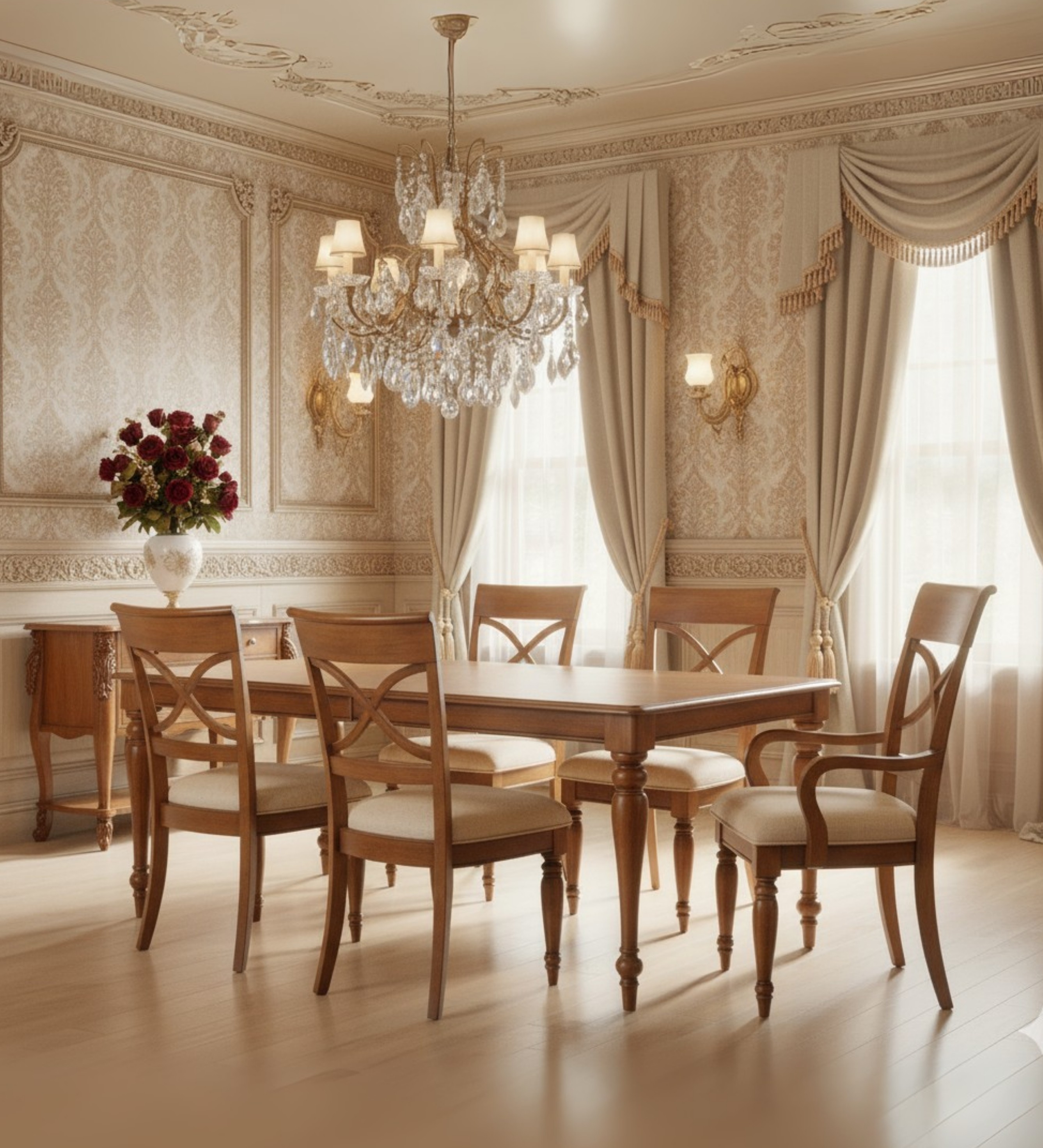 Luxury lounge seating with striped armchairs styled in a minimalist neutral interior