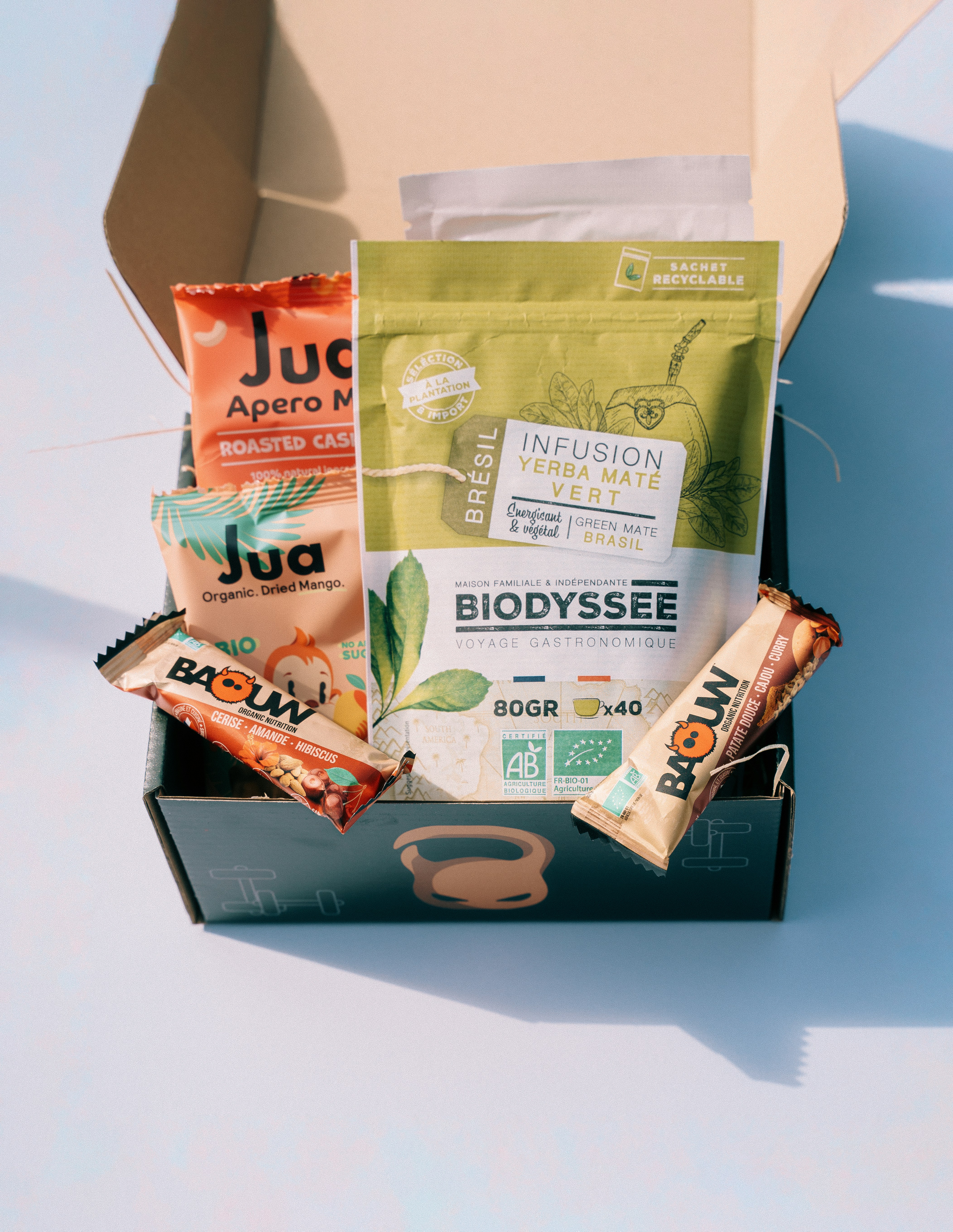 close-up of a healthy food subscription box