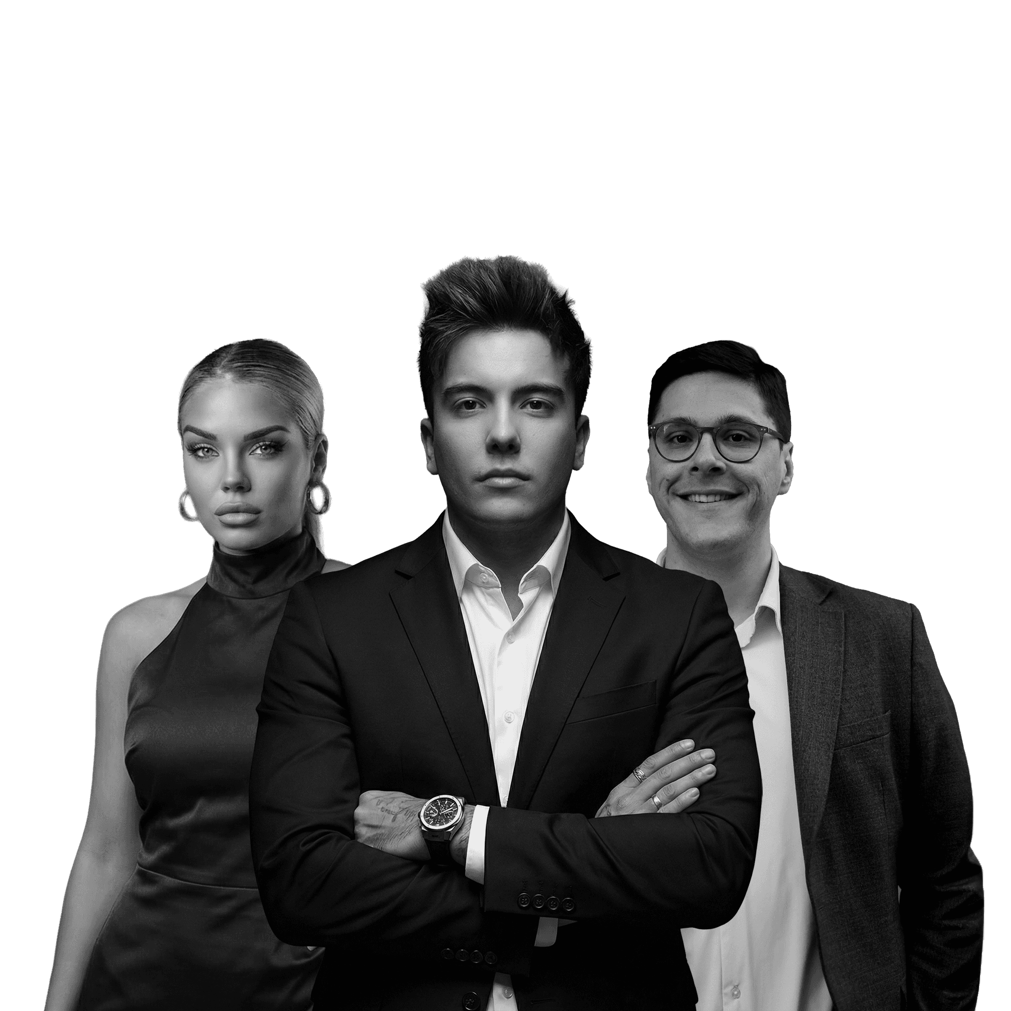 Professional woman in a suit standing in an office setting.