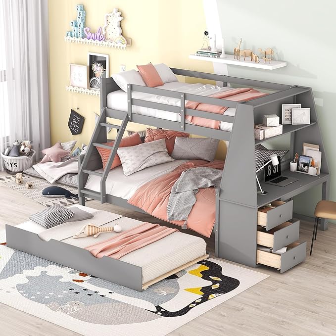 Built with premium materials, the trundle bed with desk ensures lasting comfort and support.